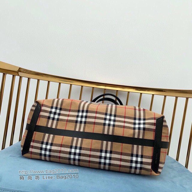Burberry專櫃新款女包 巴寶莉雙面兩用The Giant-Canvas格紋拼皮革吉安特包/購物包  db1079